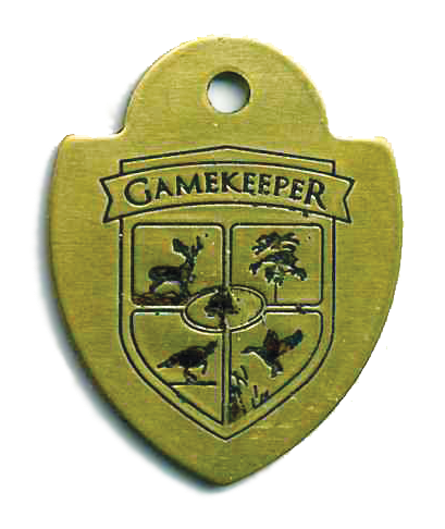 arrowhead tag. stamped logo. brass tag